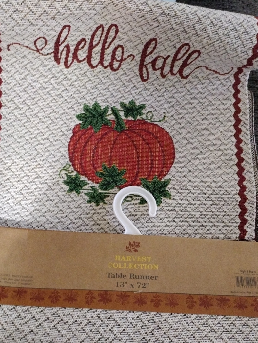 "Hello Fall" Pumpkin Table Runner in Red